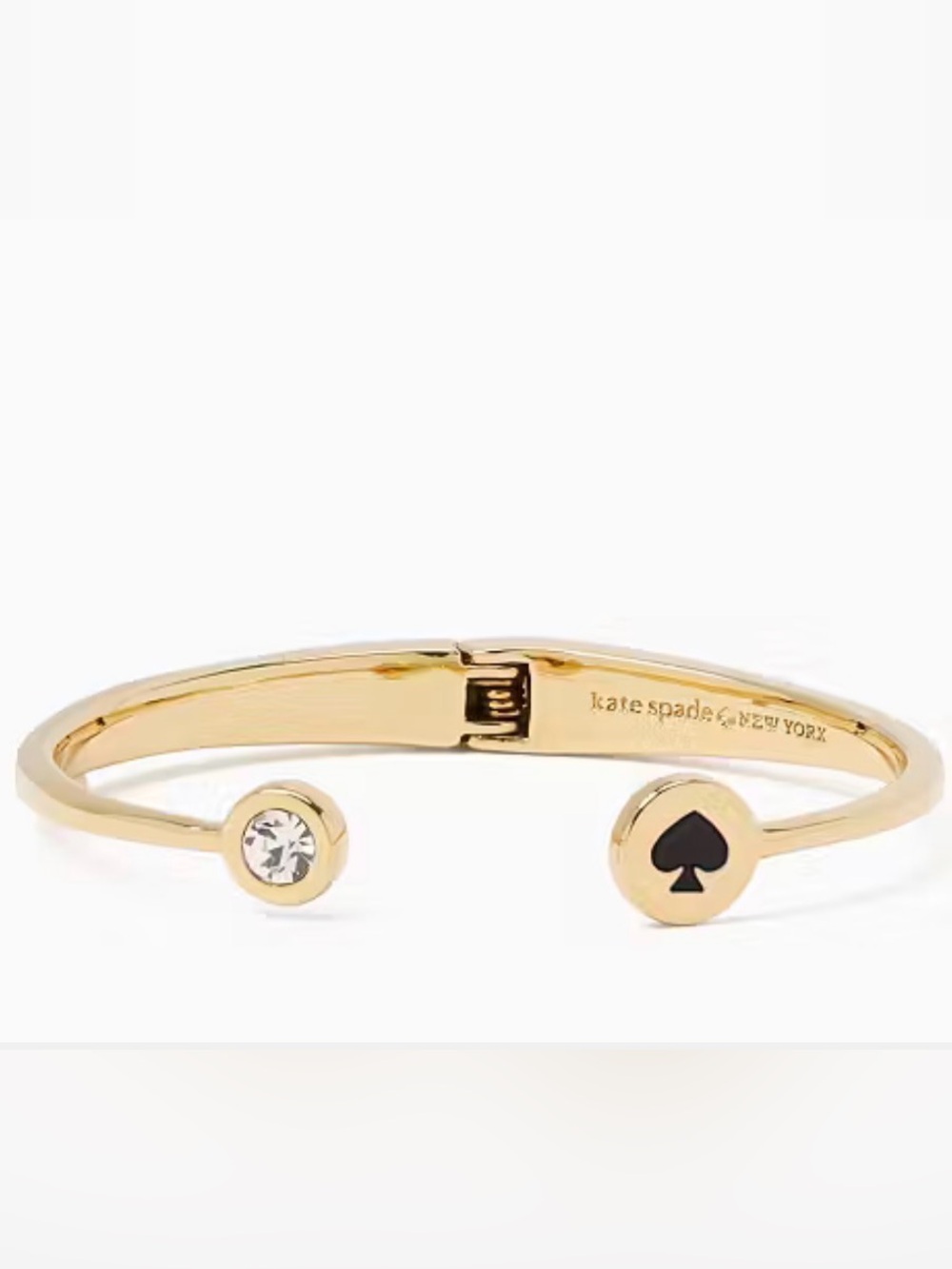 Kate Spade Spot The Spade Open Hinge Bangle in Gold and Black - NWT